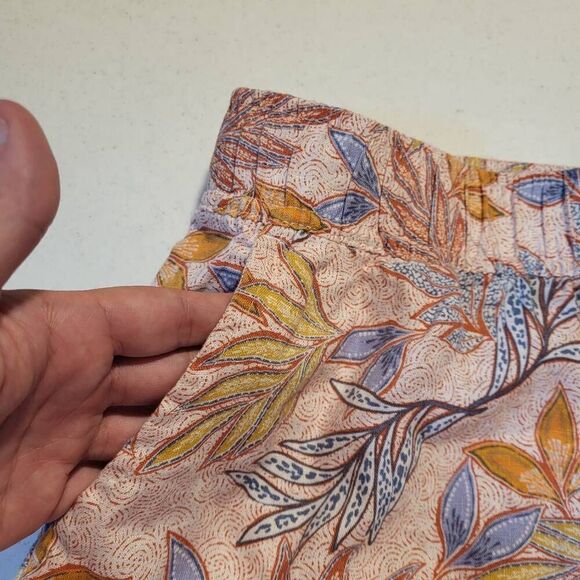 Nicole Miller Womens Floral Linen Wide Leg Pants Large Pink Boho Beachy Vaca NWT - Picture 4 of 7